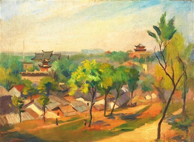 鼓楼远眺(油画) 秦宣夫